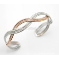 Fancy prata e ouro rosa pulseira torcida bracelete pulseira de ouro rosa